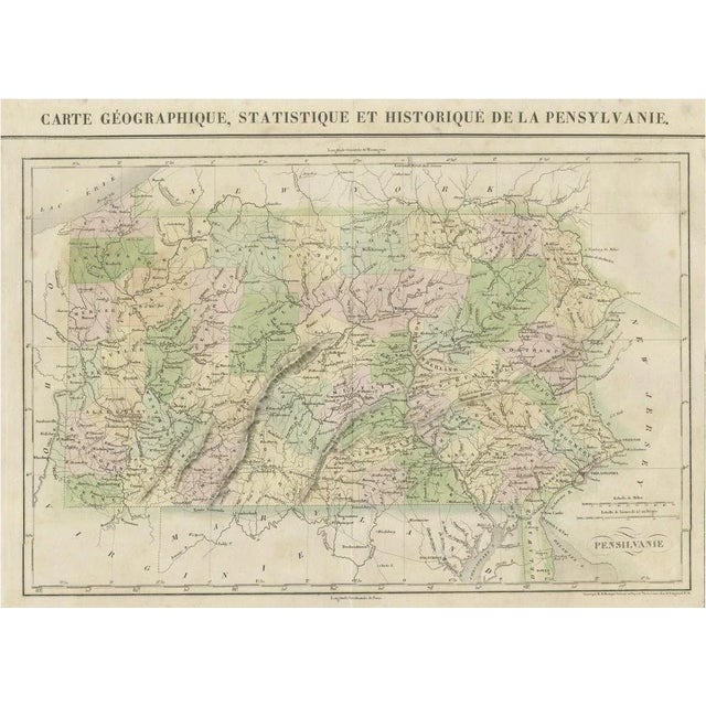 French Geographical Map of Pensylvania, 1825 For Sale