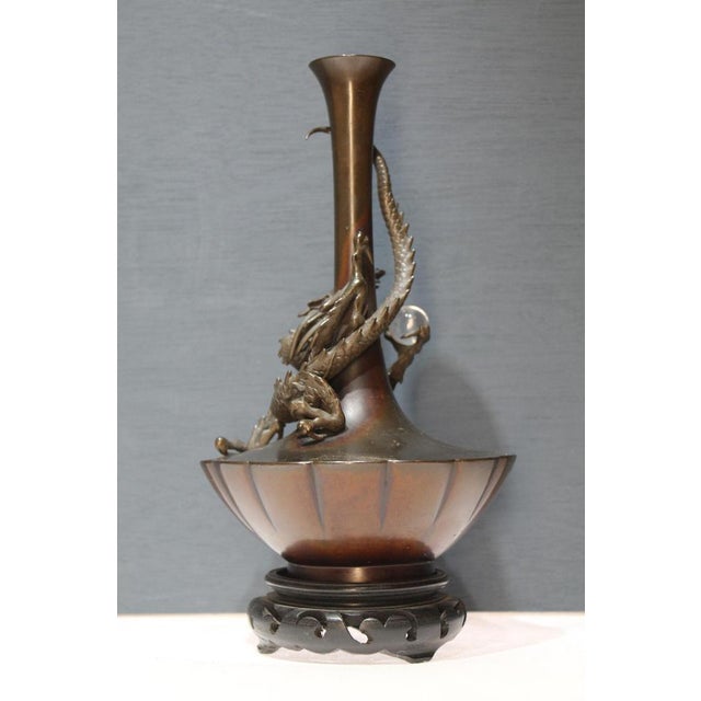 Antique Japanese Bronze Stem Vases, Set of 2 For Sale - Image 14 of 18