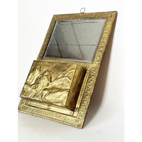 Glass Gilded Mirror with Letter Holder, France, 1970s For Sale - Image 7 of 14