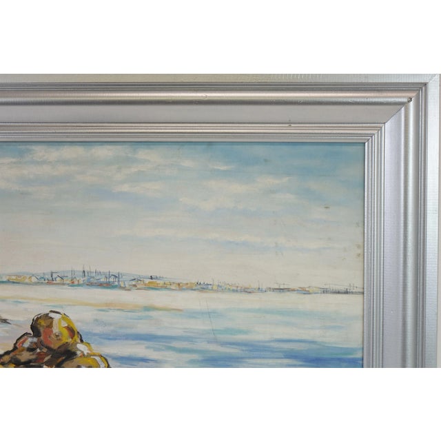 Early 20th Century Early 20th Century Seascape, Large Original Oil on Canvas, Signed For Sale - Image 5 of 7
