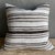Creamy white hemp rug pillow with stripes. Soft hand, linen blend backing with zipper closure. Spot cleaning is...