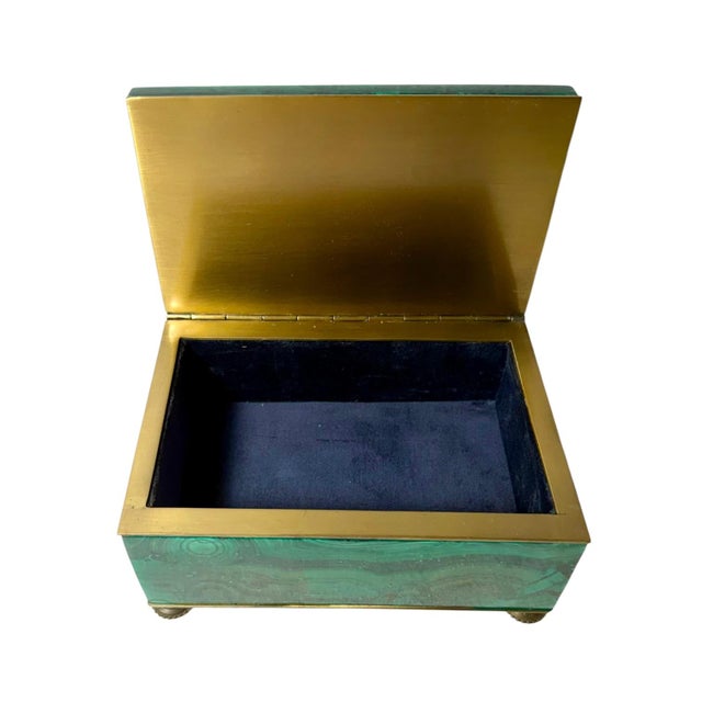 Metal 19th Century Malachite and Brass Decorative Box For Sale - Image 7 of 9