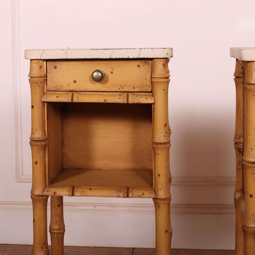 Faux Bamboo Bedside Tables, Set of 2 For Sale - Image 4 of 9