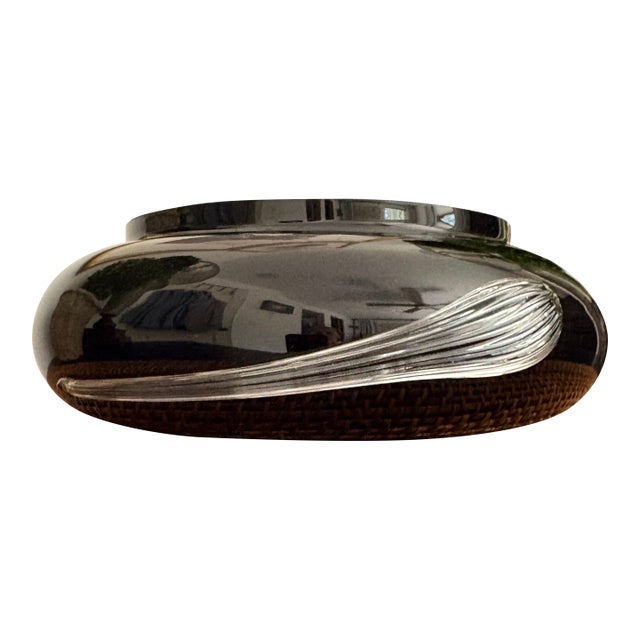 Hand-Blown Black Amethyst Vase Clear Swirled Handles Two's Company Vase Hand-Blown Black Amethyst Clear Swirled Handles For Sale