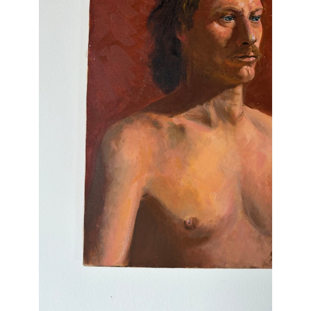 1970s Vintage Figurative Male Portrait Oil on Canvas Painting – Signed For Sale - Image 10 of 12