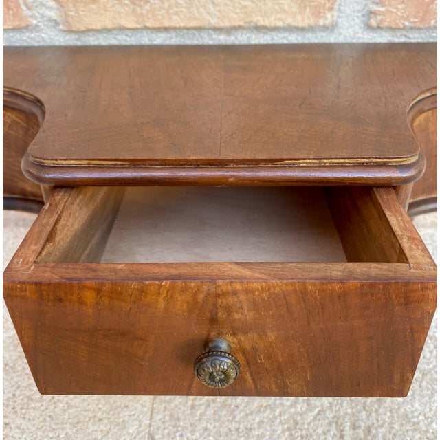 French Wall Bedside Tables in Walnut, 1920s, Set of 2 For Sale - Image 11 of 18