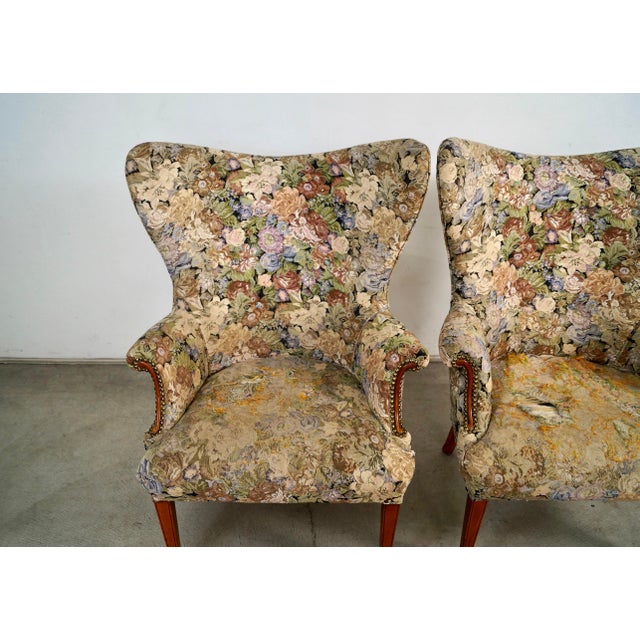 1940’s Hollywood Regency Butterfly Wingback Chairs - A Pair For Sale - Image 9 of 12