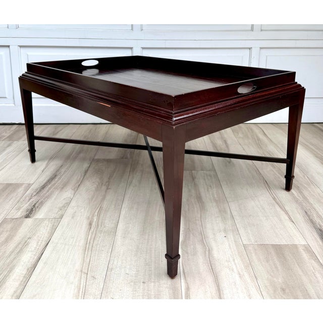 Barbara Barry for Baker Mahogany Gallery Tray Top Coffee Table For Sale - Image 9 of 16