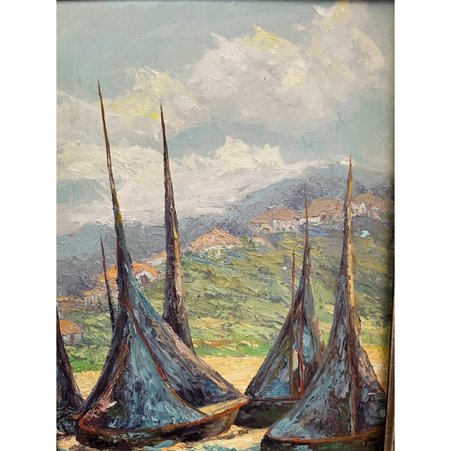 Mid-Century Modern “Drying the Fishing Nets, Nazaré, Portugal” by Burnice Huggins, 1967 For Sale - Image 3 of 11