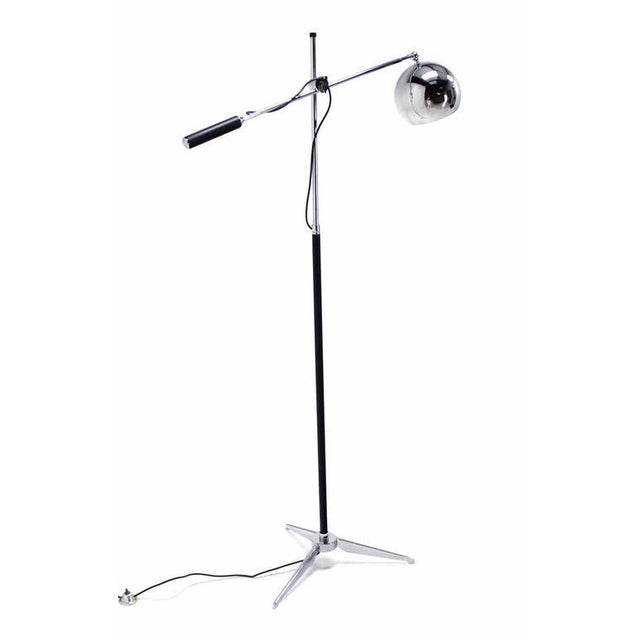 Vintage Mid Century Single Chrome Globe Cantilever Floor Lamp