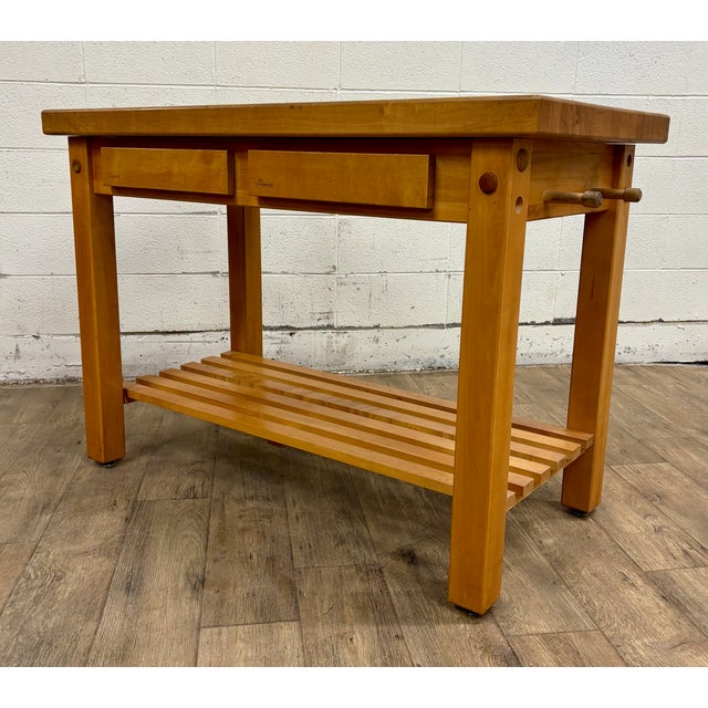 Le Gourmand Kitchen Island Butcher Block Table With Storage For Sale - Image 14 of 15
