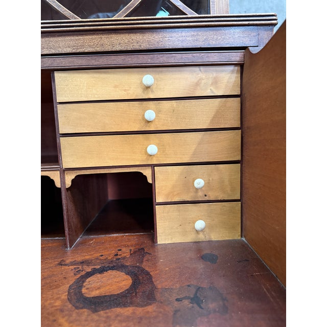 Brown George III Mahogany Secretary Bookcase c.1800 93" For Sale - Image 8 of 17