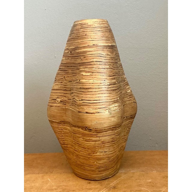 Late 20th Century Vintage Textured Wood Decorative Vase For Sale - Image 5 of 14
