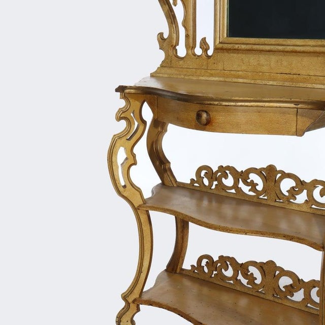 Antique Faux Painted Carved Walnut Etagere With Mirror C1890 For Sale - Image 4 of 17