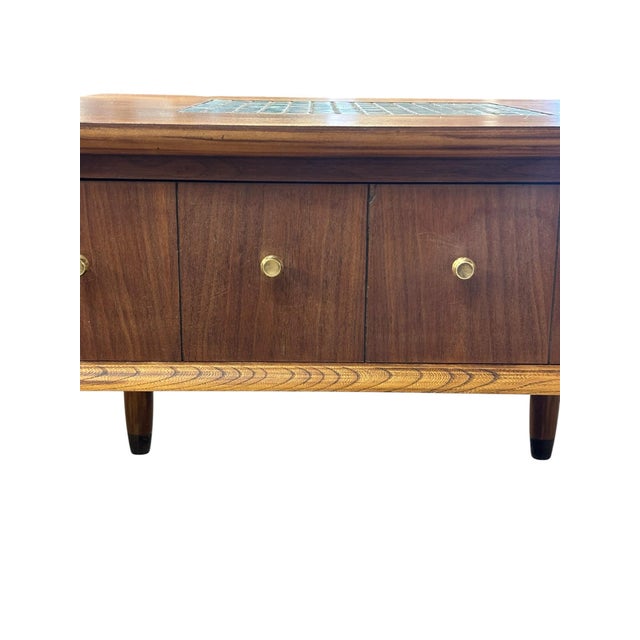 Mid-Century Modern MCM Lane Furniture Walnut Ceramic Top Coffee Table For Sale - Image 3 of 11