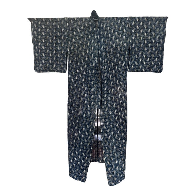 Japanese Woven Ikat and Stenciled Summer Usumono Kimono Meiji Period For Sale