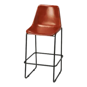 Rustic Distressed Brown Leather Bar Stool