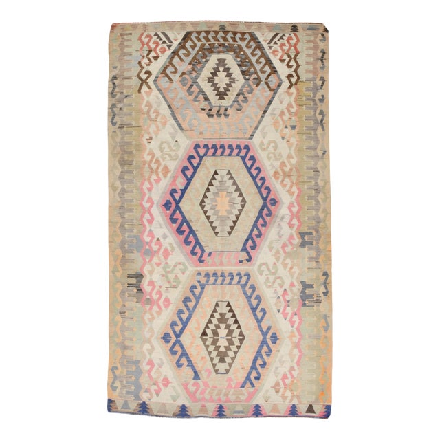 Turkish Wool Kilim Rug, 1960s For Sale