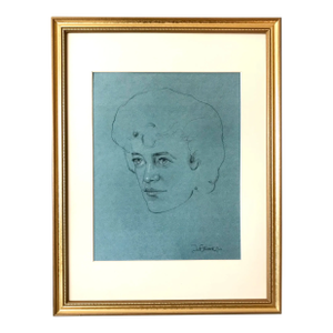 Vintage Portrait Drawing Portrait of a Woman 1946