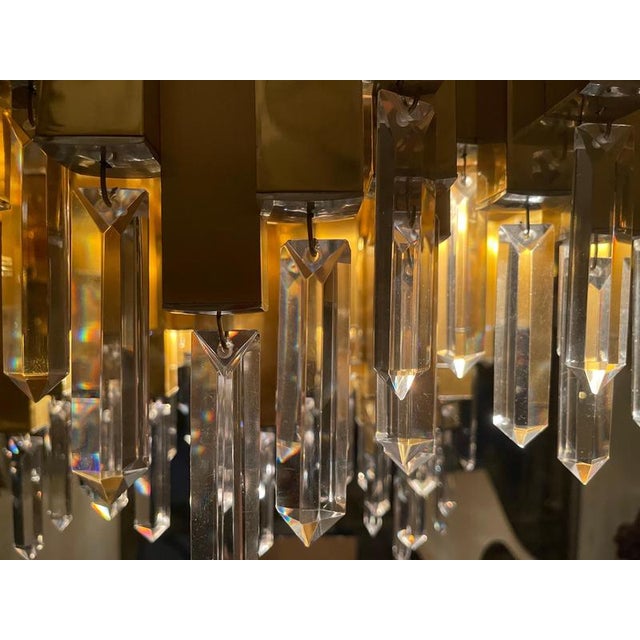 Gold Crystal and Gilt Brass Chandelier attributed to BD Lumica, Spain, 1970s For Sale - Image 8 of 9