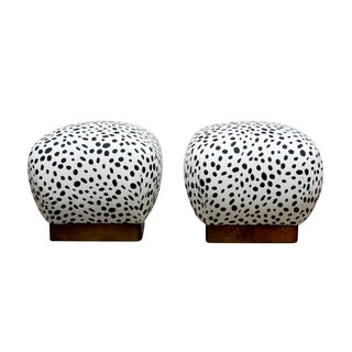 Karl Springer Style Vintage Souffle Poufs - A Pair For Sale