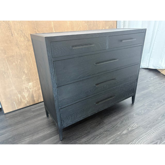 Rh French Contemporary 5-Drawer Dresser Black Oak | Satin Bronze Hardware | Designed by Van Thiels For Sale - Image 12 of 18