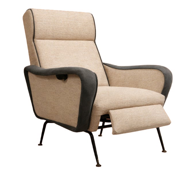 Italian Reclining Armchair and Footrest, 1960s For Sale