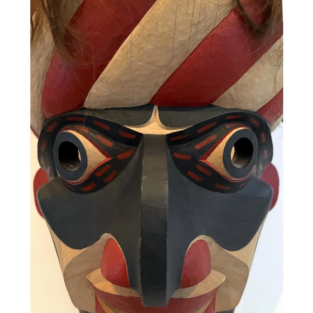 Wood Carved Tribal Mask from Pacific Northwest Coast by David Frankel For Sale - Image 7 of 9