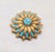 1960s Vintage 1960s Signed Panetta Goldtone Faux-Turquoise Brooch For Sale - Image 5 of 8