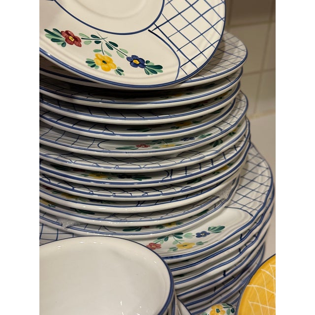 1990s Herend Village Pottery Dinnerware Set for 8 – Lattice Hill Pattern | 40 Pc Set For Sale - Image 13 of 13