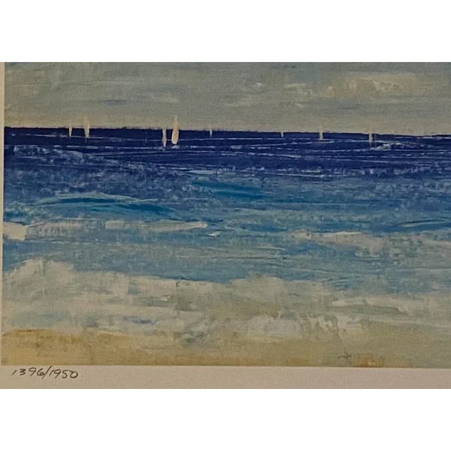 Vintage Rustic Sand, Sailboats, Wide Blue Ocean, O'Toole's Original Impressionist Print Signed & Numbered For Sale - Image 4 of 9