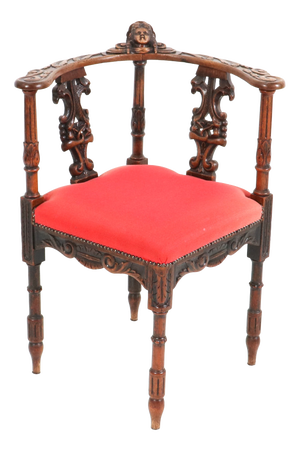 Renaissance Revival French Oak Carved Corner Armchair, 1890s