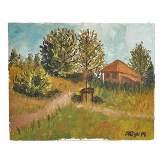 G. Righi, Serene Landscape, 1970s, Oil on Canvas For Sale