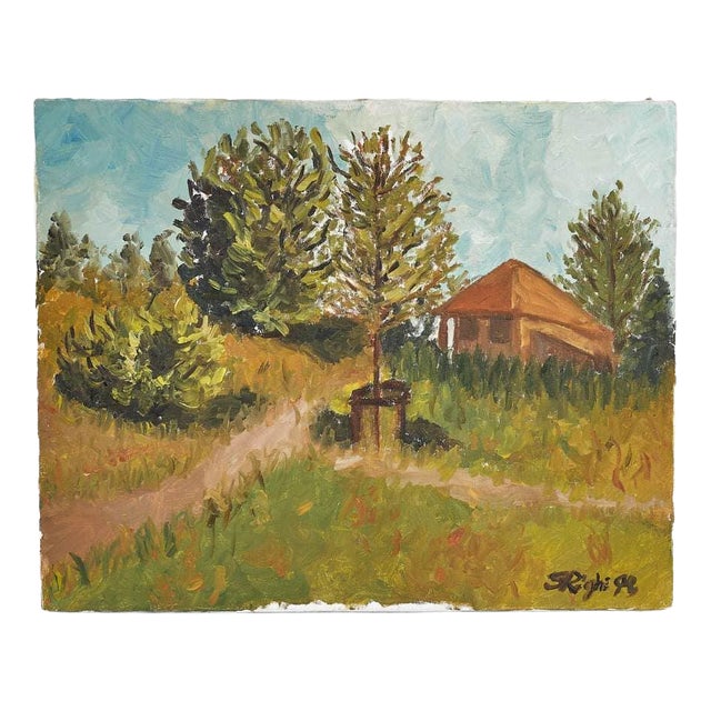 G. Righi, Serene Landscape, 1970s, Oil on Canvas For Sale