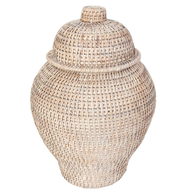 Artifacts Saboga Home Rattan Ginger Jar in White Wash For Sale In Houston - Image 6 of 6