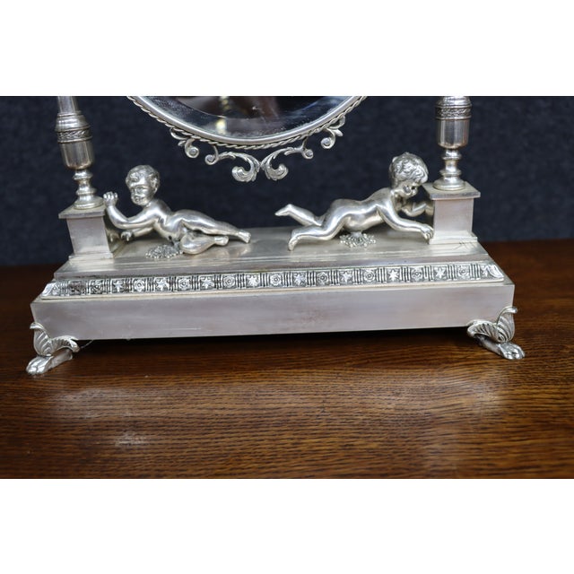Early 20th Century Tiffany & Co. Attributed Silverplate Cherub Vanity Mirror For Sale - Image 5 of 16