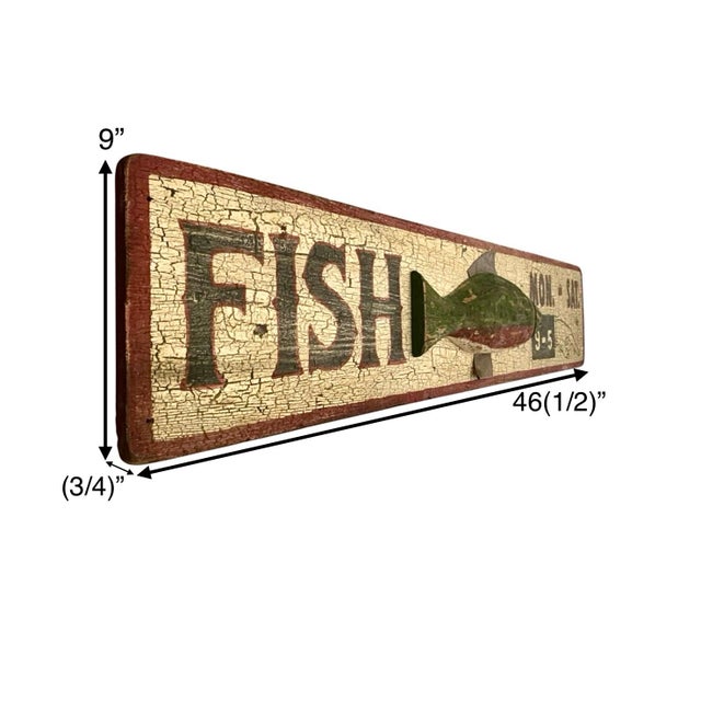 This Vintage Large Folk Art Carved Wood Trout Fish Sign is a rustic and primitive piece perfect for adding a touch of...