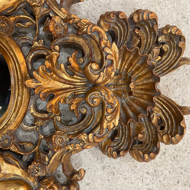 French 1940s Pair of French Carved Gilt Composite Mirrors French For Sale - Image 3 of 11