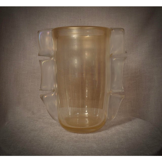 Mid-Century Gold Murano Art Glass Vase, 2000s For Sale - Image 7 of 7