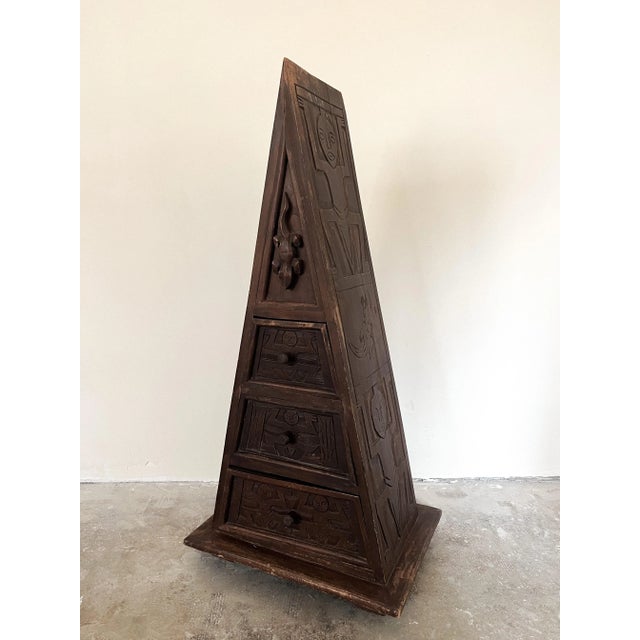 Vintage Hand Carved Pyramid Chest of Drawers For Sale - Image 10 of 10