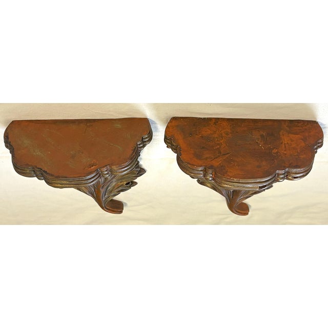 Vintage Acanthus Leaf Bronze Painted Wall Brackets- a Pair For Sale In West Palm - Image 6 of 12