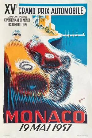 1957 Monaco Automobile Grand Prix Poster Reissue