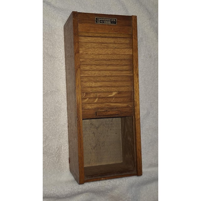 1930s Vintage German Box in Oak Wood with Roller Shutter Closure by Wieg & Co, 1930s For Sale - Image 5 of 6