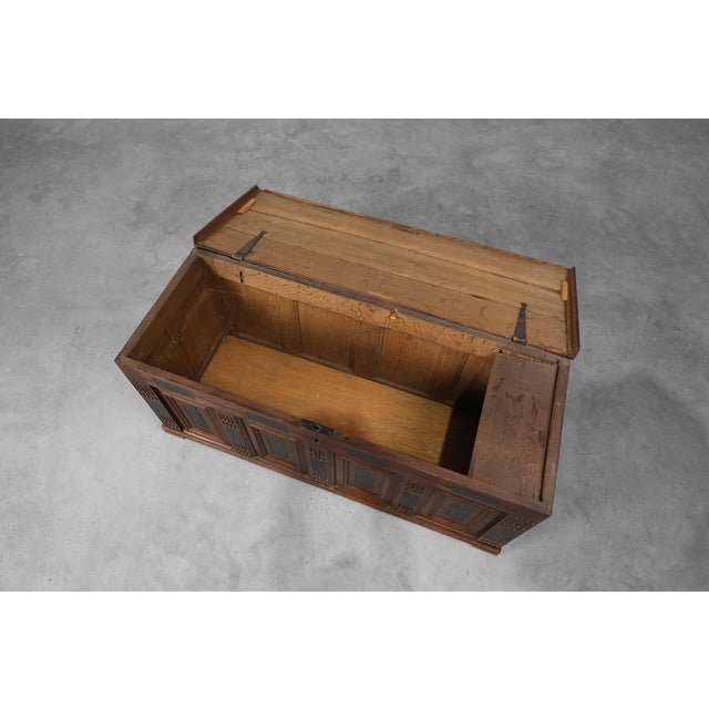 Black French Oak Storage Trunk or Linen Chest, 17th Century For Sale - Image 8 of 18