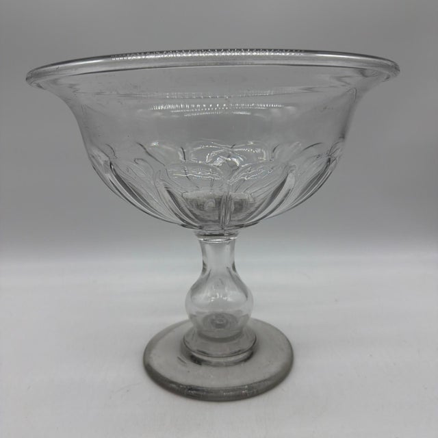 Early 19th Century Rare Antique Blown Flint Glass Compote, Pittsburgh, Circa 1830s For Sale - Image 5 of 18