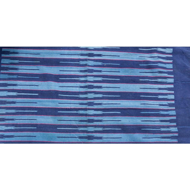 Mid 20th Century Vintage Indian Blue Dhurrie Rug Doris Leslie Blau For Sale - Image 5 of 9