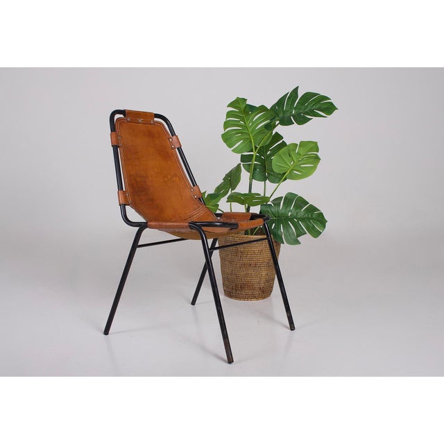 Black Leather Chair by Charlotte Perriand for Les Arcs, 1970s For Sale - Image 8 of 10