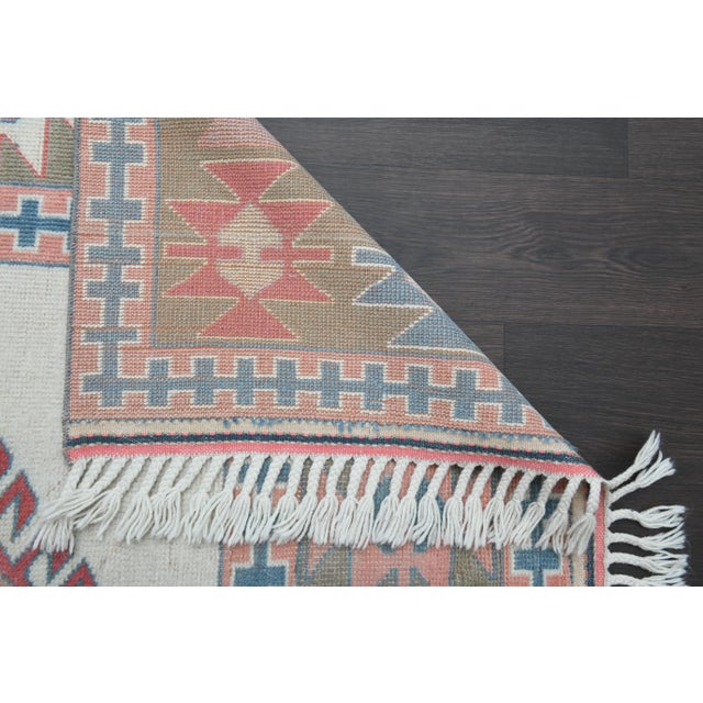 1970s Vintage Turkish Oushak Handmade Wool Cotton Beige Area Rug For Sale - Image 11 of 12