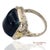 14k Two Tone Yellow and White Gold Blue Stone Ornate Floral Motif Ring, Size 5.25 For Sale - Image 9 of 13