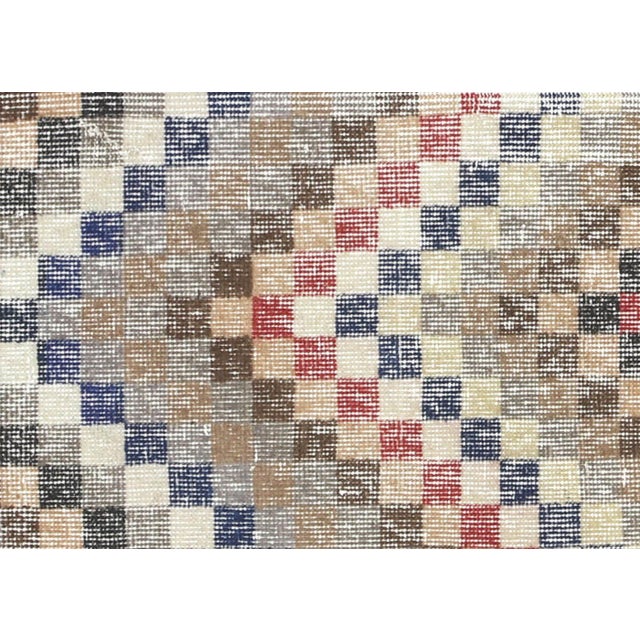 This 4' x 7'5" Vintage Turkish Mid-Century Modern Rug was expertly hand woven with wool on a cotton foundation in the...